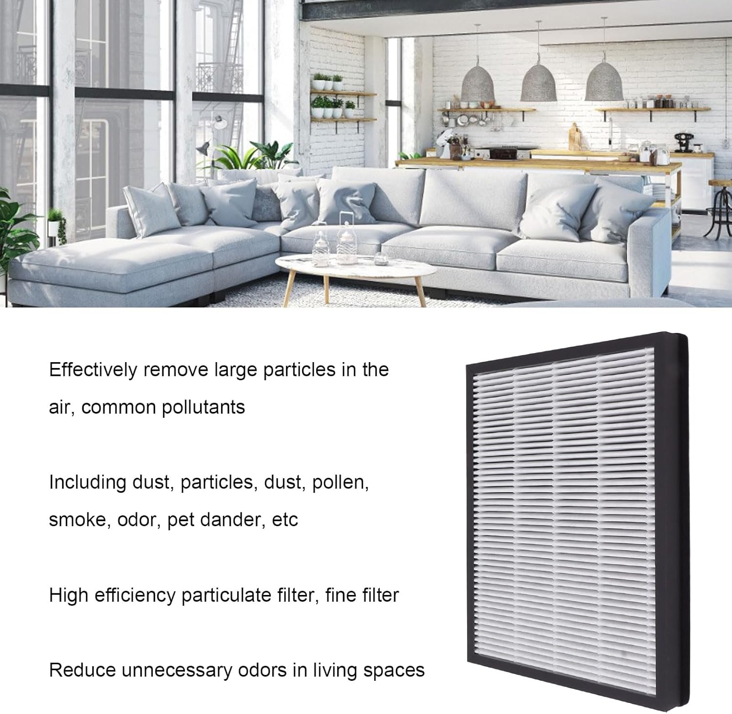 Replacement Filter - High Efficiency Air Filter, Air Purifier Filter Replacement for Midea KJ200G Series - Odor & Particle Eliminator for Healthful Indoor Atmosphere, 9.4in*12.6in